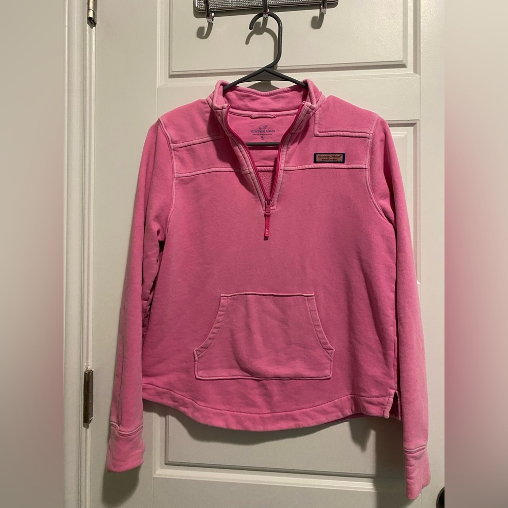 Vineyard Vines Girls’ Pink Quarter-Zip Sweatshirt Size XL